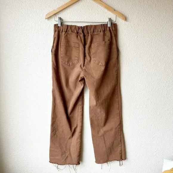 Oak + Fort Brown Wide Leg Raw Hem Pants sz M - Picture 7 of 8